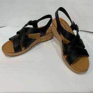 Kork-Ease Caroleigh Black Leather Cork Wedge 8M